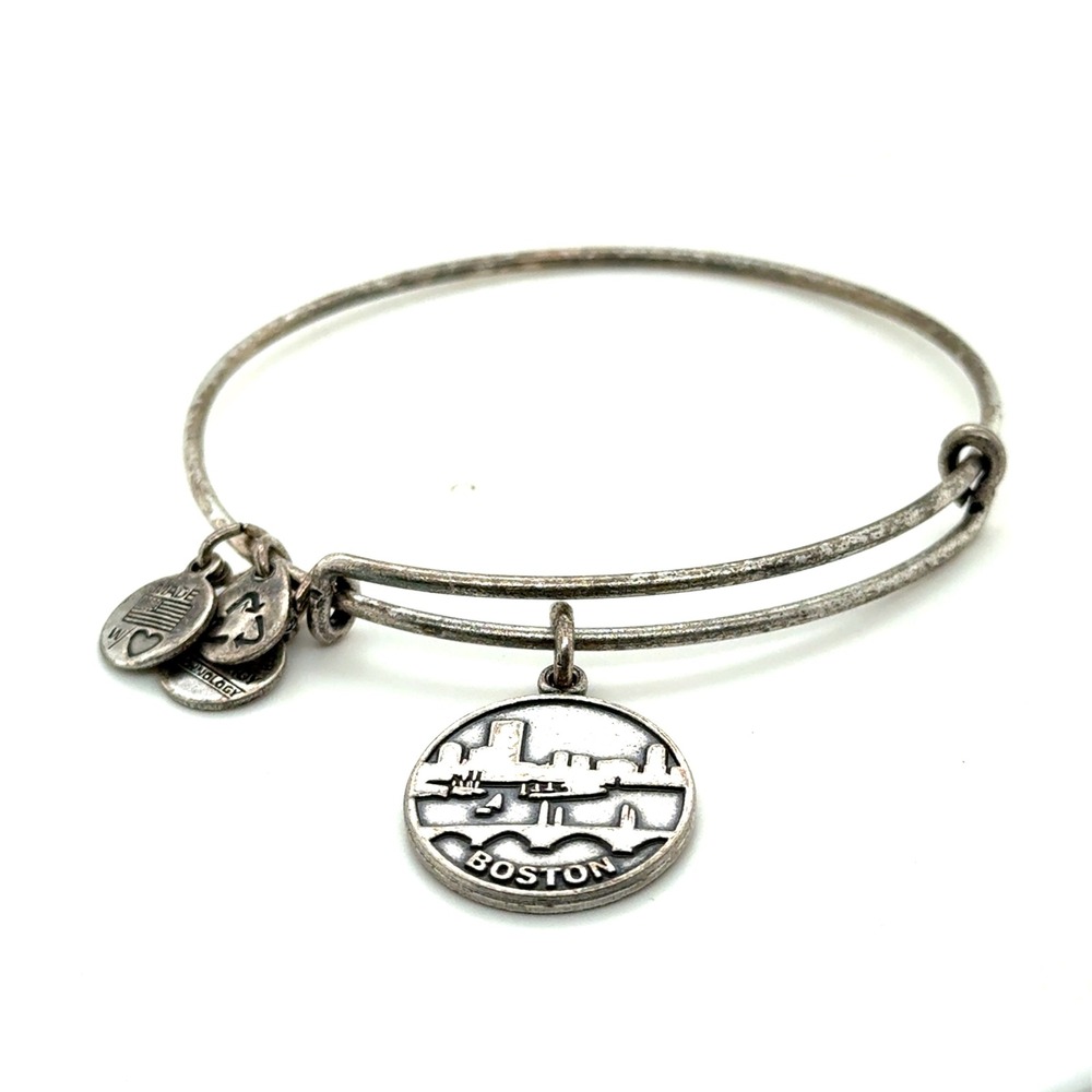 Alex and Ani Boston Skyline Charm Bangle Rafaelian Silver Finish Bracelet 2012